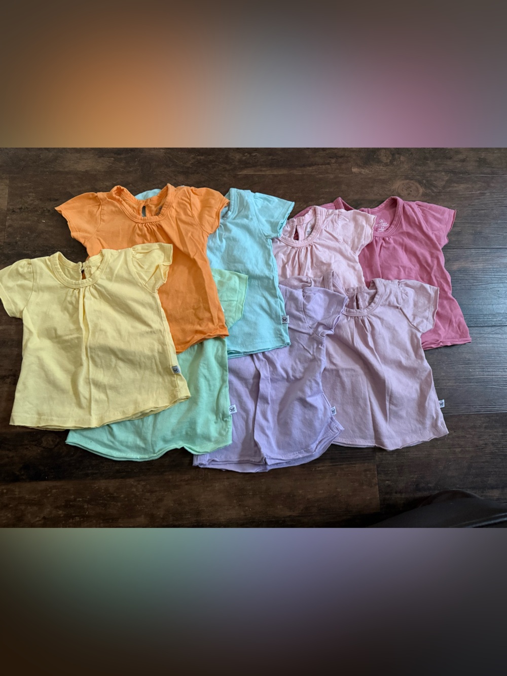 Honest 100% Organic Cotton Pastel Shirts- 8 Shirt Bundle 6-9 M